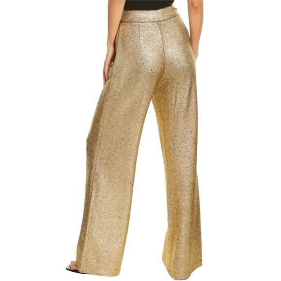 Neon Blonde x Free People Liquid Gold Metallic XS Wide-Leg Stretch High Waist - Picture 2 of 8